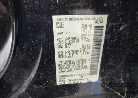 2011 Nissan Titan Sv from USA, damaged, VIN 1N6BA0EC4BN303729